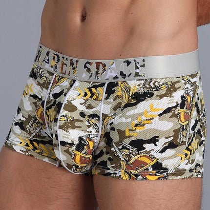 Men's Breathable Ice Silk Printed Boxer Briefs Underwear Fashionable Male Panties Comfortable Calzoncillo Hombre
