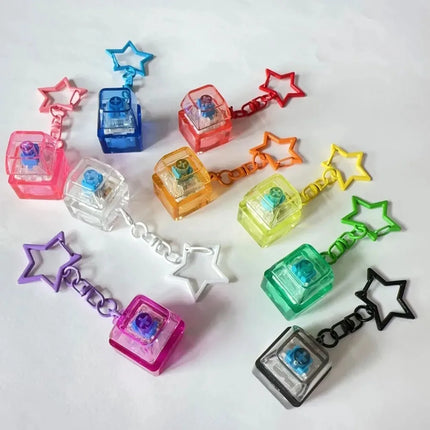 New Stress Anxiety Relief Keyboard Keychain Four Finger Button for Office Home Adults Kid Decompression Clicker Hot Gadget Gifts