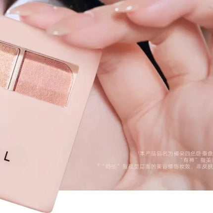 Judydoll 4 Colors Eyeshadow Palette Blush Eyeliner Eye Shadow Highlight Contour Palette Silkworm Plate Face Brighten Makeup