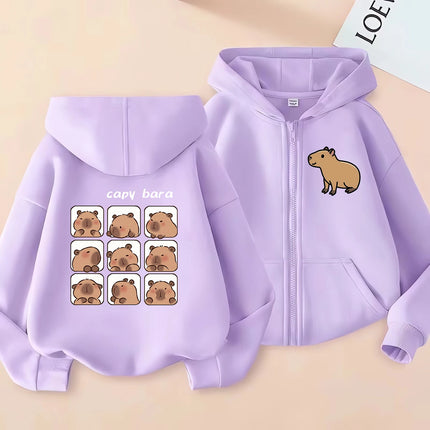 Funny Kids Capybara Zip Up Hoodie Children's Hoodie Zipper Children Capibara Sweatshirt Manga Clothes Kid Girl Boy Top Hoody