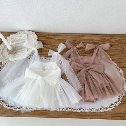 2024 Summer New Sleeveless Lace Bodysuit Infant Baby Girl Party Mesh Dress Infant Girls Princess Dress Jumpsuit