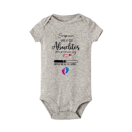 Surprise Their First Grandchild Is on The Way.print Baby Jumpsuit Baby Announcement Newborn Bodysuit Infant Short Sleeve Outfit