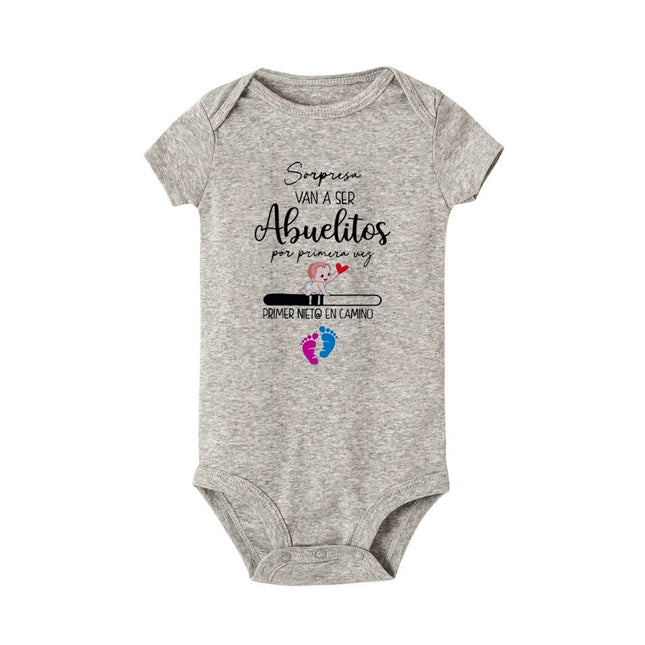 Surprise Their First Grandchild Is on The Way.print Baby Jumpsuit Baby Announcement Newborn Bodysuit Infant Short Sleeve Outfit