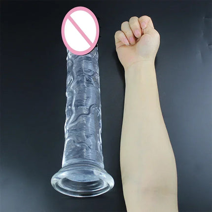 Cheap Women Erotic Anal 5 Colors Big Transparent Dildo Suction Cup Jelly Dick Sex Toys Soft Clitori Vaginal Masturbators Penis