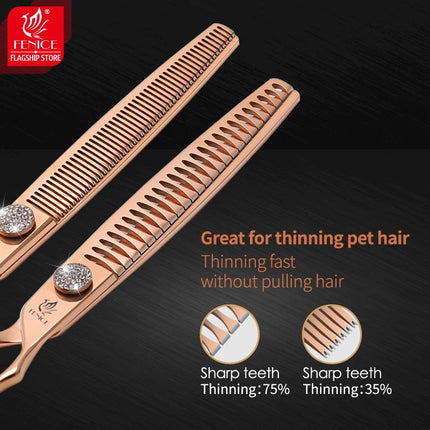 Fenice JP440C Pet Grooming Equipment Scissors Set 7/7.5/8 Inch Straight Curved Thinner Chunker Shears for Canine hairdresser