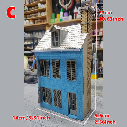 Assembly Architectural Miniature Europe Building House Shop Home Multi-storey Residential Cafe Diorama Scale Model Kit 1/35