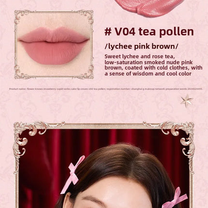 Flower Knows Strawberry Cupid Cake Lip Mud Mist Matte Velvet Lip Cream Lip Makeup 5ml
