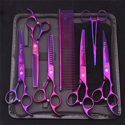 Pet Grooming Scissors Purple Dragon Japan Stainless Pink Curved Scissors For Dogs Dog Thinning Scissors Pet Chunker Shears Z3003