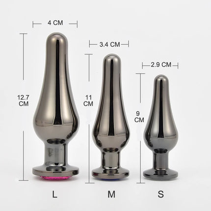 Gun Color Stainless Steel Anal Plug Dildo Sex Toys Products 3 Sizes Butt Plug For Women Sex Adult Game Prostate Massager