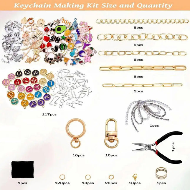 325-Piece DIY Bag Charm Making Kit Complete Jewelry Craft Set Creative Gift for Keychains & Access, Teens, Adults, Art Therapy