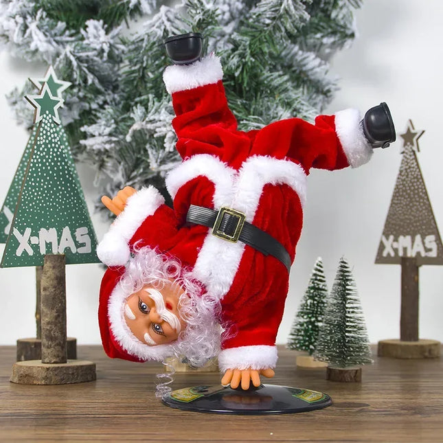 Single Handed Inverted Rotation Santa Claus Music Street Dance Santa Claus Toy Stunt Electric Christmas Toys Christmas Gift