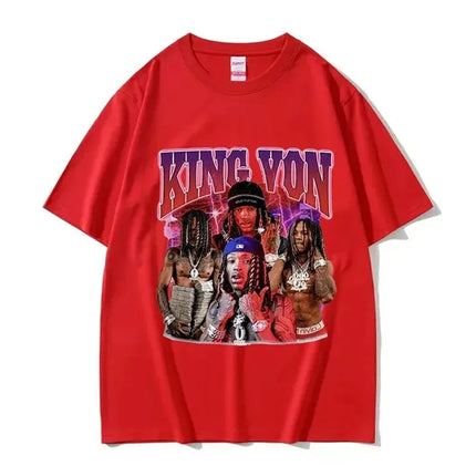 Rapper K-King Von Graphic Print T-Shirts Men Women Streetwear Hip Hop Fashion Cotton Oversized Tops Harajuku Y2K Summer New Tees