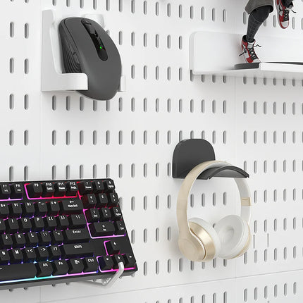 Nordic-Style Wall-Mounted Storage Pegboard: Drill-Free Headphone & Keyboard Stand for Gaming/Study Rooms, Also for Display