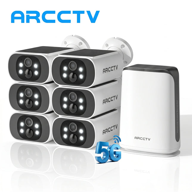 ARCCTV 4MP WiFi Solar Camera Kit Security Outdoor Wireless System Surveillance Camera Set Two Way Audio Siren Alarm Up To 10CH