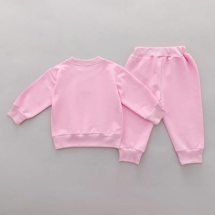 2PCS Girls' spring and autumn alphabet embroidered long-sleeved two-piece set for baby girls