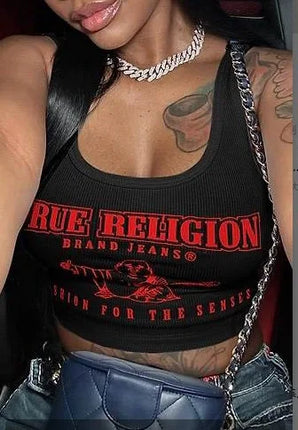 Letter Printed Women Tank Top Sexy Graphic T Shirts Fashion Top Printed Sweatshirts Streetwear 2024 New Popular Y2K Crop Tops