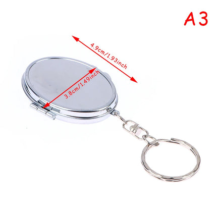 Round Heart Oval Square Shape Double Sided Cosmetic Mirror Metal Folding Keychain Makeup Mini Mirror