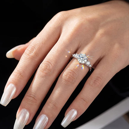 925 Sterling Silver Real 1CT Certified Moissanite Diamond Engagement Rings for Women Wedding High Quality Fine Jewelry