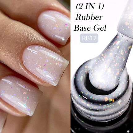 7ml Nude Pink Rubber Base Gel Nail Polish Foil Effect Semi Permanent Uv Gel Soak Off Self Leveling Gel Varnish Nail Art Base Gel