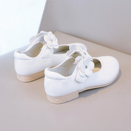 Autumn Girl's Mary Janes Appliques Low Heel Beautiful Kids Princess Shoe Three Colors Pointed Toe Breathable Children Shoe 26-36