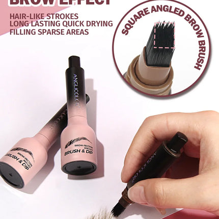 Wild Eyebrow Pencil Square Angled Brush Velvet 3D Brow Dye Cream Hairline Anti-smudge Waterproof Multifunction Eyebrow Tint Pen