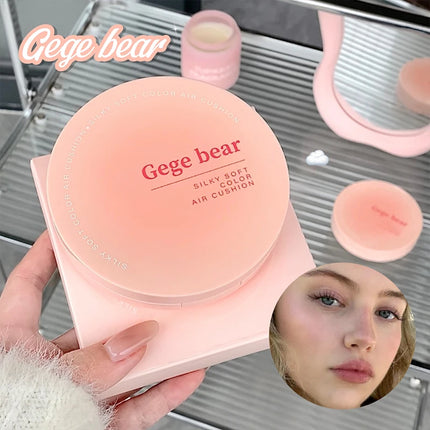 Gege Bear Milky Pink Cushion - Soft Matte Blurring Cover, Skin-Like Nude Finish, 12H Wear, Clean Beauty Lightweight Foundation