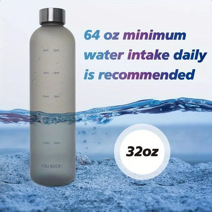 1L Water Bottles for Girls Kids Leakproof Gym Fitness Sports Bottle for Outdoor Travel, Camping Frosted Plastic Drinking Bottle