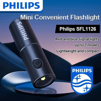 Philips 2025 New SFL1126 Flashlight Small Flashlight Led Portable Flashlight EDC With 4 Lighting Modes For Self Defense Camping