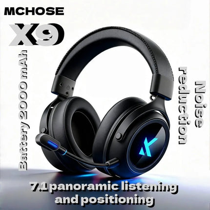 MCHOSE X9 Wireless Headworn Game Headset Bluetooth 2.4G Three Mode E-sports Noise Reduction Headset Desktop Computer Headset FPS