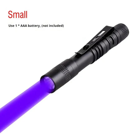 395Nm UV Flashlight High Power LED Blacklight Torch-Aluminum Mini With Clip, For Resin Curing/Pet Urine Detection, Battery Power
