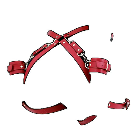 Women Adjustable Leather Bondage Set Waist Belt Thigh Cuffs Handcuffs Restraint Strap Comfort Kit for Couples