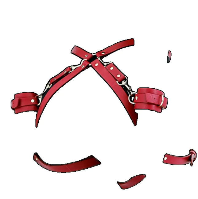 Women Adjustable Leather Bondage Set Waist Belt Thigh Cuffs Handcuffs Restraint Strap Comfort Kit for Couples