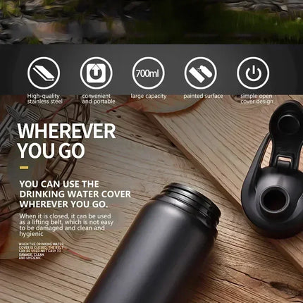 15PCS Portable Stainless Steel Bicycle Water Bottle Straight Drinking Outdoors Sports Travel Kettle Metal Water Bottle