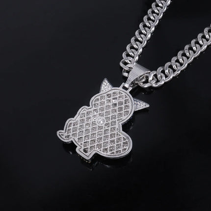 Anime Diamond Squirtle Pendant Necklace Men's and Women's Fashion Cuban Chain, Children's Holiday Gift