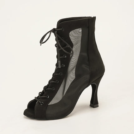 Profession Latin Dance Shoes Woman Suede Mesh Ventilation Ballroom Salsa Boots for Girls Soft Bottom Practice Jazz Latin Boots