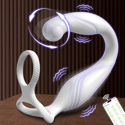 Penis Ring Cock Rings App Control Vibrator for Men Prostate Massager Dual Anal Vibrating Butt Plug  Anal Sex Toy for Men