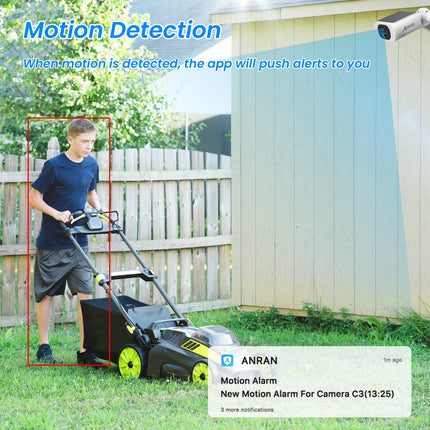 ANRAN 2K Solar Camera Wireless Home Protection Security Camera 2.4G WIFI Cam With Solar Panel Floodlight Full Color Night Vision