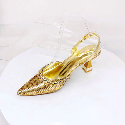 Insightlink Lady High Heels Crystals Shoes and Bag Set Rhinestone Handbag with Sandals for Wedding Gems Clutch Purse with Shoes