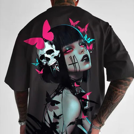 Men's and Women's Summer Fashion 3D Print Japanese Anime Printing T-shirt Casual Polyester Round Neck Casual Short Sleeve Tees
