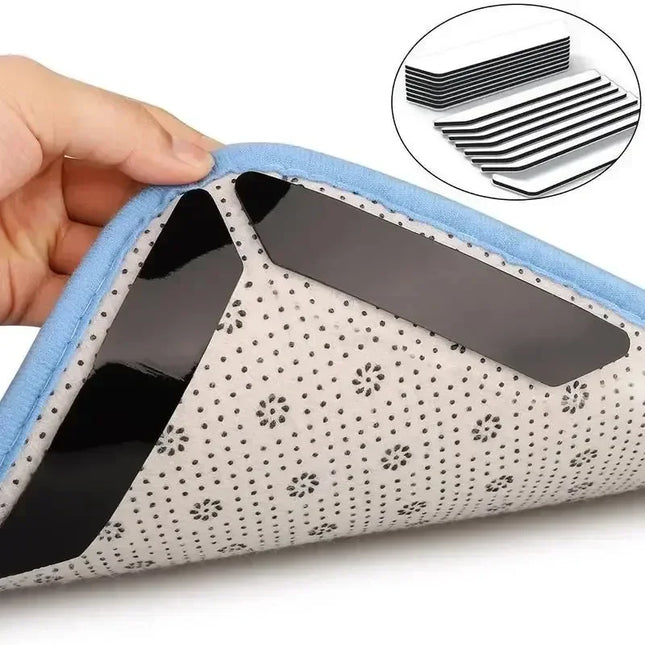 96/8pcs Carpet Non-slip Sticker Reusable Washable Anti Curling Carpet Patch Fixed Stickers Floor Rug Mat Tape Gripper Corner Pad