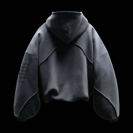 Aesthetic High Street Harajuku Hip Hop Rock Long Sleeve Pullover Contrast Stitching Creative Foam Printing Fashion Casual Hoodie