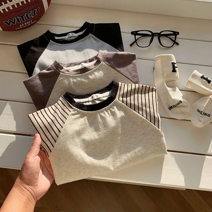 Kids' Striped Long-Sleeve T-Shirt Toddler Girl Loose Bottoming Shirt Boy Baby Casual Tops Fashion Children's Cotton Tees