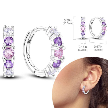 925 Sterling Silver Hoops Earrings Hypoallergenic Hoops Earrings With Zirconia Fashion High Quality Jewelry for Women Girls