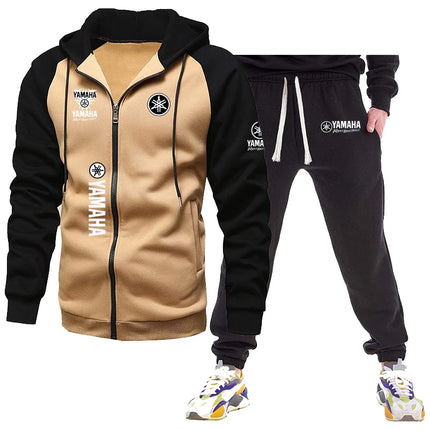 Yamaha  Autumn Winter New Zipper Fleece Hooded Coat Casual Men Plus Size Loose Pullover Fashion Raglan Sleeves Sweatshirt Top su
