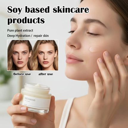 For Mixsoon Set Bean Cream SPF50 Sunscreen Centella Cleanser, Soy Extract Hydrating Soothing Nourishing Skin Care