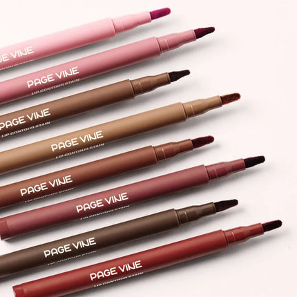 Lipliner Pencil Long-Lasting Matte Creamy Plumping Lip Stain Waterproof Natural Nude Brown Slim Plush Brush Head Lipliner Makeup