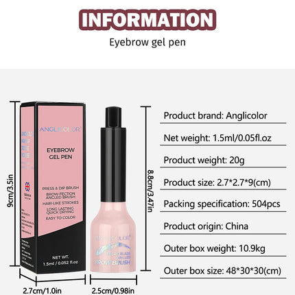 Wild Eyebrow Pencil Square Angled Brush Velvet 3D Brow Dye Cream Hairline Anti-smudge Waterproof Multifunction Eyebrow Tint Pen