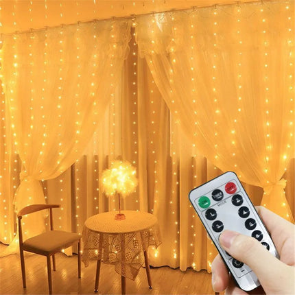 USB Curtain String LampParty Birthday Wall Decoration Garland Wedding Fairy Light 3/6M LED 8 Mode Christmas Light Holiday Decor
