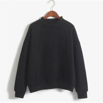 Women O Neck Solid Color Turtleneck Long Sleeve Velvet Sweatshirt Cotton Lightweight And Breathable Workout Pullover Cozy Wear