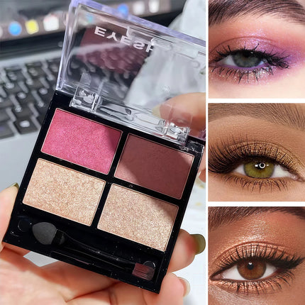 4Color Eyeshadow Palette Gray Black Smoky Makeup Matte Pearlescent Silkworm Brightening Base Eyes Primer Powder With Application
